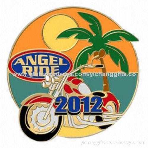 Motorcycle Lapel Pin, Enamel Color, Optional Printing, Customized Designs are Accepted